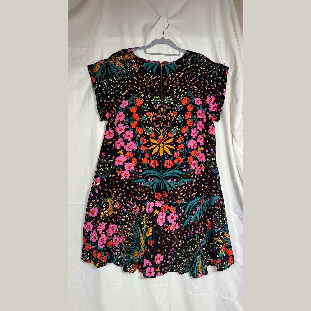 Free People Dress -Strawberry Fields Black Floral Summer Mini, Size: M
